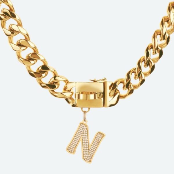 Initial Letter Jewelry Tag – N | Spark Paws Letter Jewelry Dog Tags Chains & Tags Gold