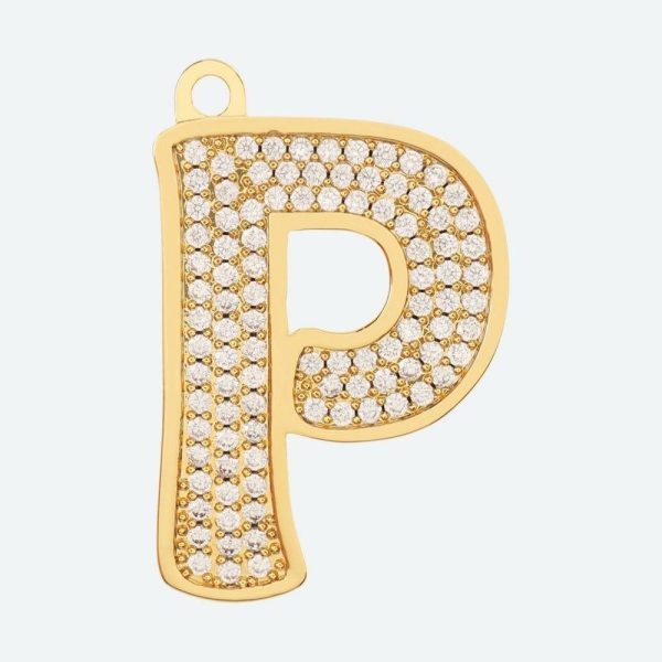 Initial Letter Jewelry Tag – P | Spark Paws Letter Jewelry Dog Tags Chains & Tags Gold