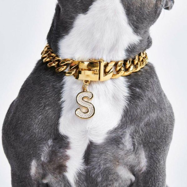 Initial Letter Jewelry Tag – S | Spark Paws Letter Jewelry Dog Tags Chains & Tags Gold