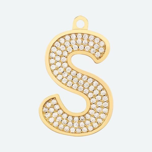 Initial Letter Jewelry Tag – S | Spark Paws Letter Jewelry Dog Tags Chains & Tags Gold