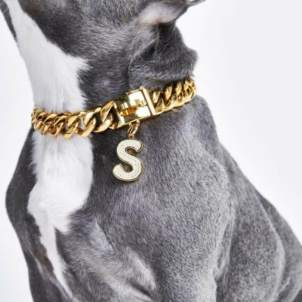 Initial Letter Jewelry Tag – S | Spark Paws Letter Jewelry Dog Tags Chains & Tags Gold