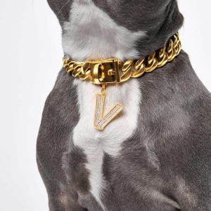 Initial Letter Jewelry Tag – V | Spark Paws Letter Jewelry Dog Tags Gold