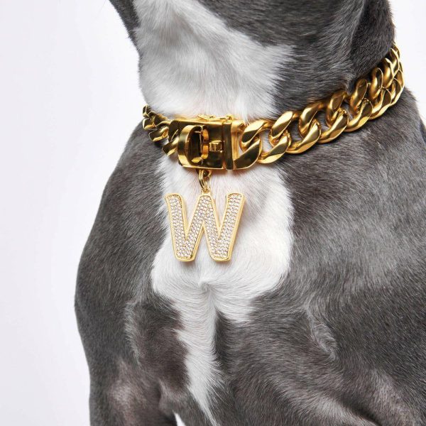 Initial Letter Jewelry Tag – W | Spark Paws Letter Jewelry Dog Tags Chains & Tags Gold