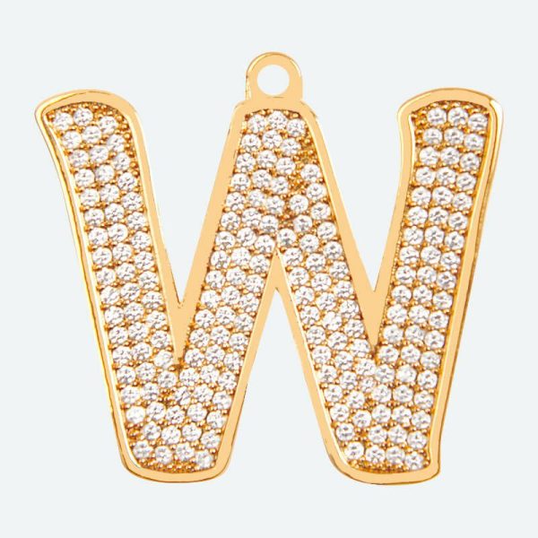 Initial Letter Jewelry Tag – W | Spark Paws Letter Jewelry Dog Tags Chains & Tags Gold