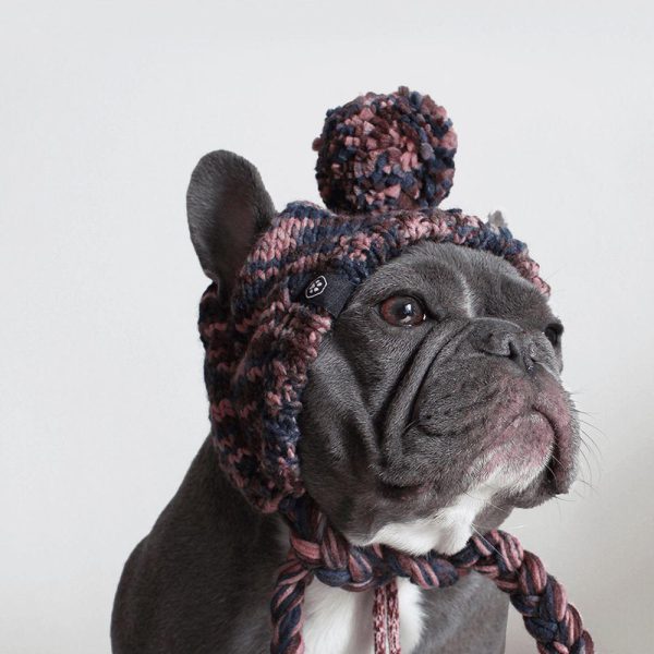 Knit Pom Pom Dog Beanie Hat – Chestnut | Spark Paws Dog Hats and Accessories Dog Hats & Accessories Chestnut