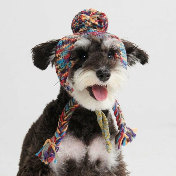 Knit Pom Pom Dog Beanie Hat – Kaleidoscope | Spark Paws Dog Hats and Accessories Dog Hats & Accessories Dog Hats & Accessories