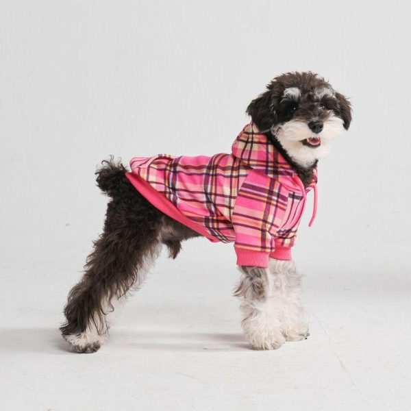 Pink Plaid Dog Hoodie | Spark Paws Dog and Owner Matching Sets Dog & Owner Matching Sets Dog & Owner Matching Sets