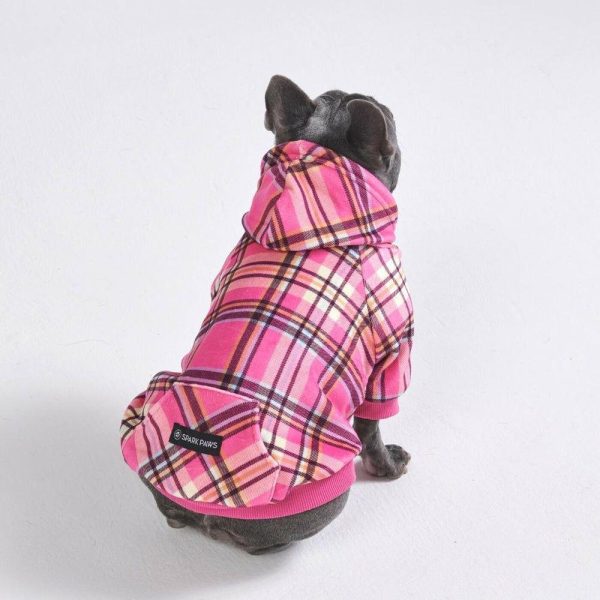 Pink Plaid Dog Hoodie | Spark Paws Dog and Owner Matching Sets Dog & Owner Matching Sets Dog & Owner Matching Sets