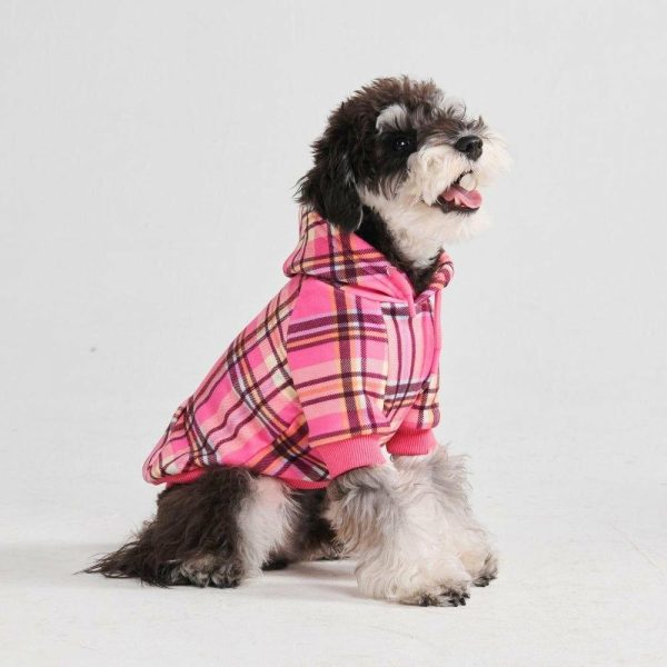 Pink Plaid Dog Hoodie | Spark Paws Dog and Owner Matching Sets Dog & Owner Matching Sets Dog & Owner Matching Sets