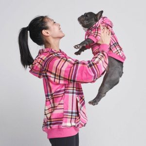 Pink Plaid Human Hoodie | Spark Paws Dog and Owner Matching Sets Dog & Owner Matching Sets Dog & Owner Matching Sets