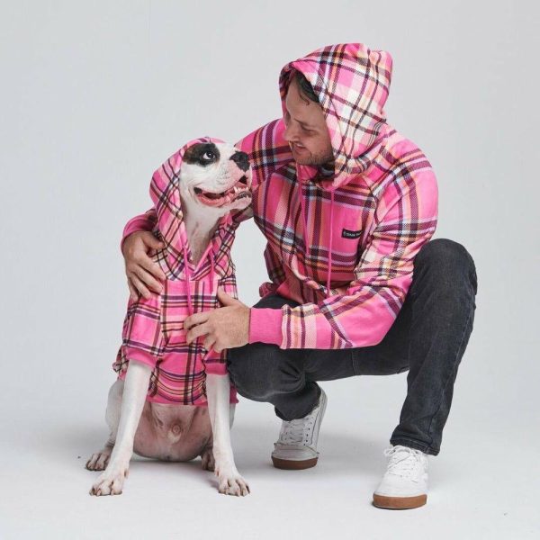 Pink Plaid Human Hoodie | Spark Paws Dog and Owner Matching Sets Dog & Owner Matching Sets Dog & Owner Matching Sets