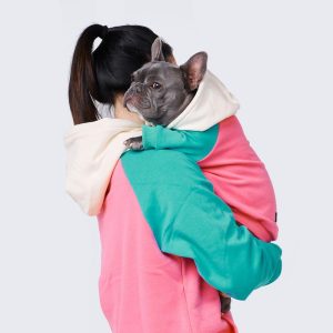 Pink Turquoise Cream Color Block Human Hoodie | Spark Paws Dog and Owner Matching Sets Dog & Owner Matching Sets Dog & Owner Matching Sets