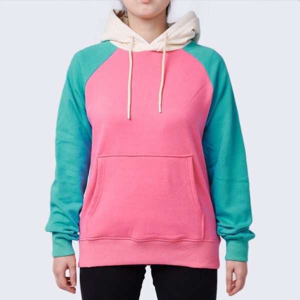 Pink Turquoise Cream Color Block Human Hoodie | Spark Paws Dog and Owner Matching Sets Dog & Owner Matching Sets Dog & Owner Matching Sets