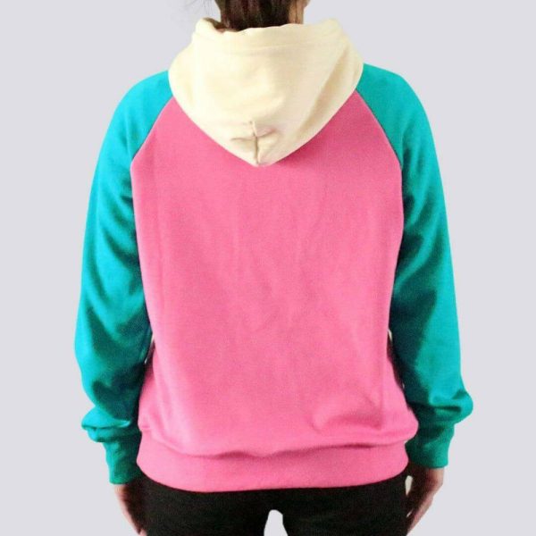 Pink Turquoise Cream Color Block Human Hoodie | Spark Paws Dog and Owner Matching Sets Dog & Owner Matching Sets Dog & Owner Matching Sets