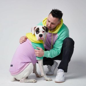 Purple Turquoise Yellow Human Hoodie | Spark Paws Dog and Owner Matching Sets Dog & Owner Matching Sets Dog & Owner Matching Sets