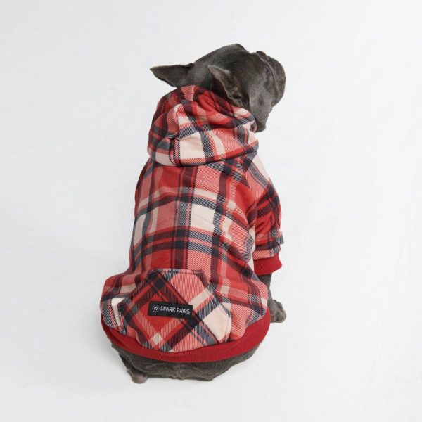 Red Plaid Dog Hoodie | Spark Paws Dog and Owner Matching Sets Dog & Owner Matching Sets Dog & Owner Matching Sets