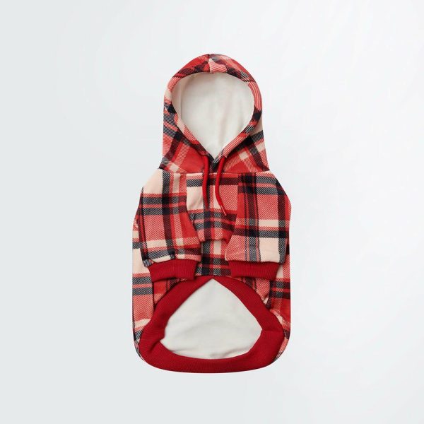 Red Plaid Dog Hoodie | Spark Paws Dog and Owner Matching Sets Dog & Owner Matching Sets Dog & Owner Matching Sets