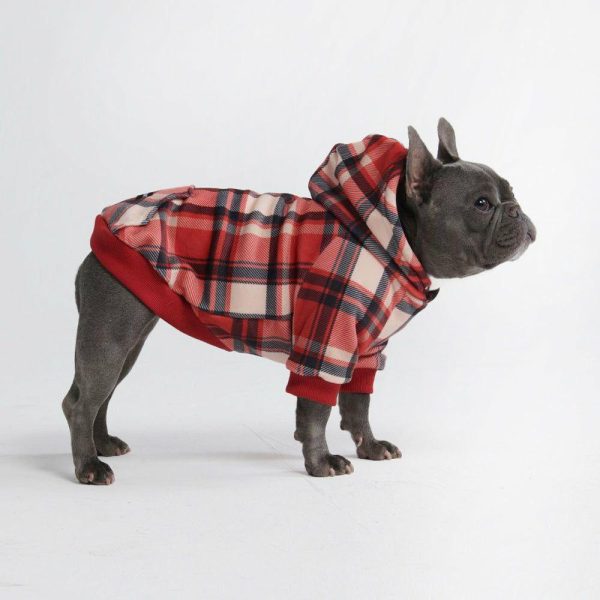 Red Plaid Dog Hoodie | Spark Paws Dog and Owner Matching Sets Dog & Owner Matching Sets Dog & Owner Matching Sets