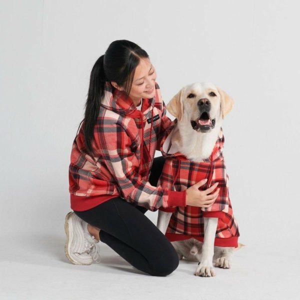 Red Plaid Dog Hoodie | Spark Paws Dog and Owner Matching Sets Dog & Owner Matching Sets Dog & Owner Matching Sets