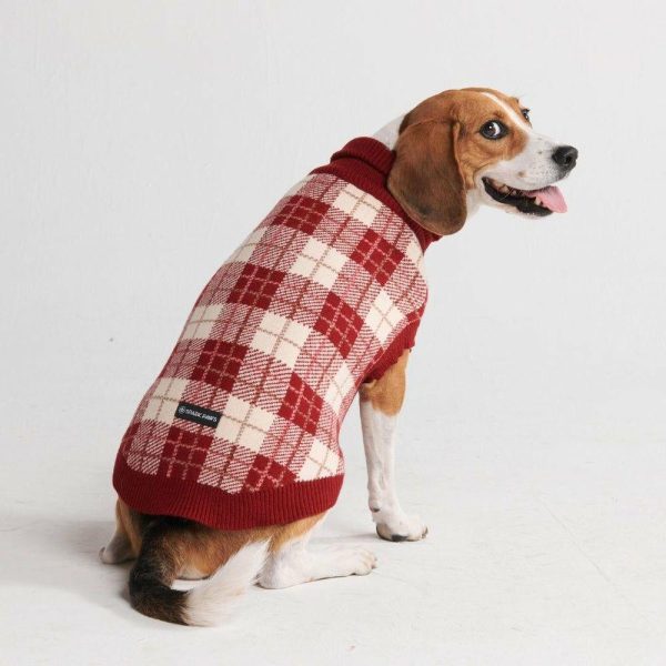 Red Plaid Dog Knit Sweater | Spark Paws Dog Knit Sweaters Dog Knit Sweaters Dog Knit Sweaters