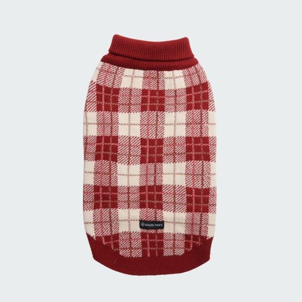 Red Plaid Dog Knit Sweater | Spark Paws Dog Knit Sweaters Dog Knit Sweaters Dog Knit Sweaters