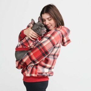 Red Plaid Human Hoodie | Spark Paws Dog and Owner Matching Sets Dog & Owner Matching Sets Dog & Owner Matching Sets