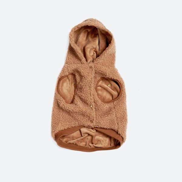 Teddy Sherpa Fleece Dog Jacket – Brown | Spark Paws Dog Jacket Coat Dog Jacket Coat Brown