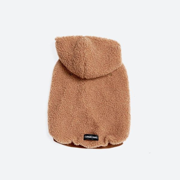 Teddy Sherpa Fleece Dog Jacket – Brown | Spark Paws Dog Jacket Coat Dog Jacket Coat Brown