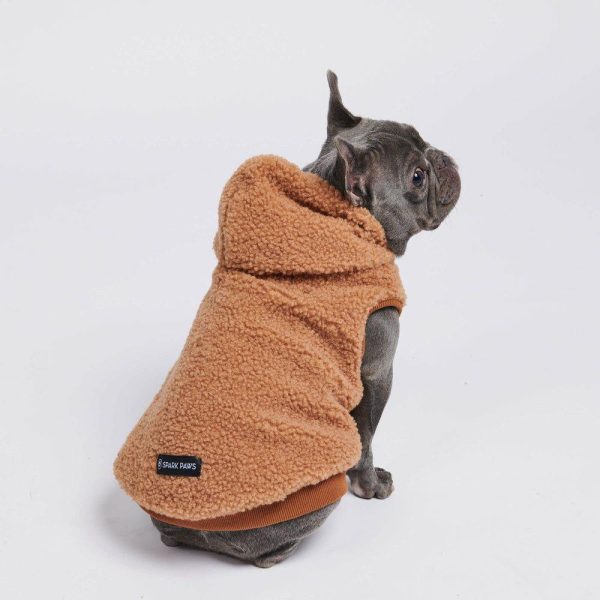 Teddy Sherpa Fleece Dog Jacket – Brown | Spark Paws Dog Jacket Coat Dog Jacket Coat Brown