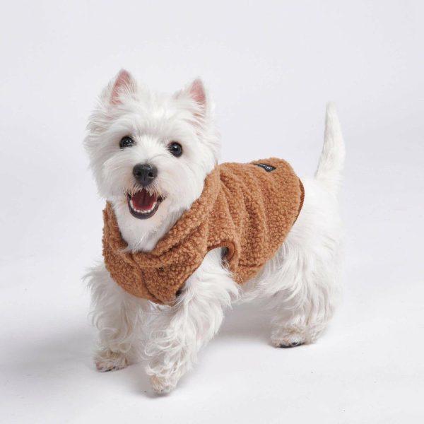 Teddy Sherpa Fleece Dog Jacket – Brown | Spark Paws Dog Jacket Coat Dog Jacket Coat Brown