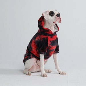 Velvet Dog Hoodie – Red & Black | Spark Paws Dog Hoodies Dog & Owner Matching Sets Black