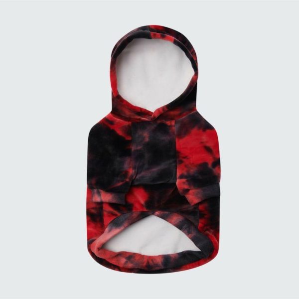 Velvet Dog Hoodie – Red & Black | Spark Paws Dog Hoodies Dog & Owner Matching Sets Black