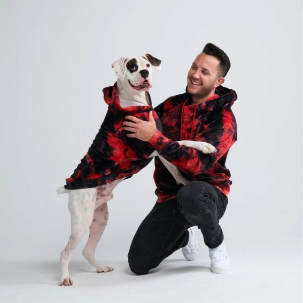 Velvet Dog Hoodie – Red & Black | Spark Paws Dog Hoodies Dog & Owner Matching Sets Black