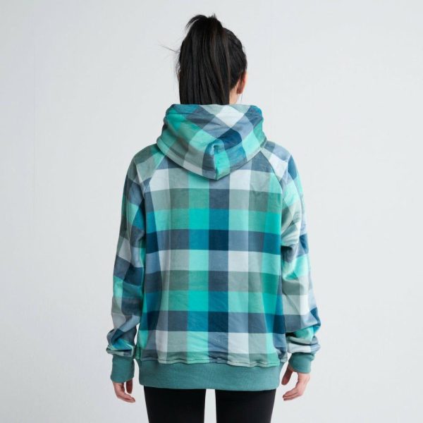 Velvet Human Hoodie – Turquoise Checkered | Spark Paws Dog and Owner Matching Sets Dog & Owner Matching Sets Dog & Owner Matching Sets