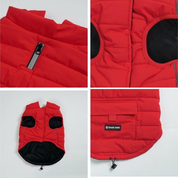 WarmShield Water-Resistant Jacket – Red (SIZE S) | Spark Paws Dog Jacket Coat Dog Jacket Coat Dog Jacket Coat