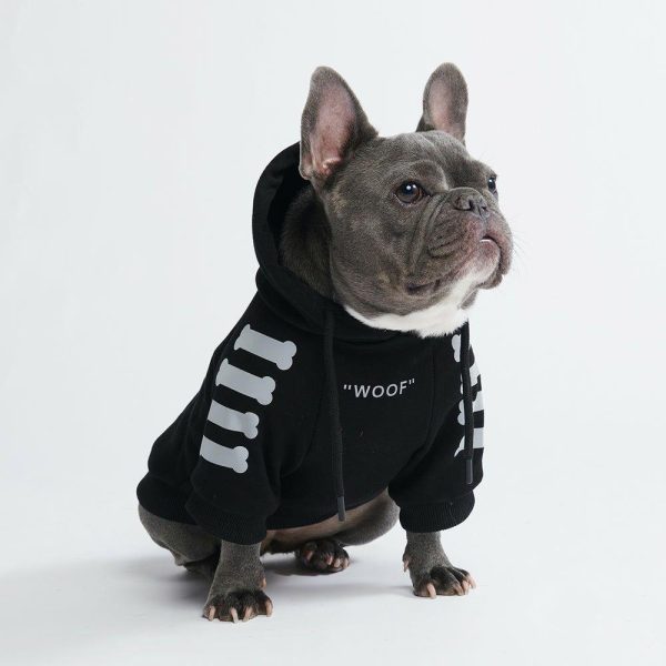 "WOOF" Dog Hoodie – Black & Reflective | Spark Paws Dog Hoodies Dog Hoodies Black