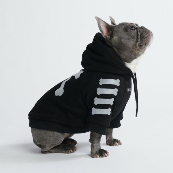 "WOOF" Dog Hoodie – Black & Reflective | Spark Paws Dog Hoodies Dog Hoodies Black