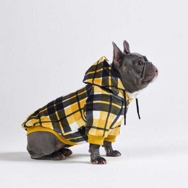 Yellow Plaid Dog Hoodie | Spark Paws Dog Hoodies Dog & Owner Matching Sets Dog & Owner Matching Sets