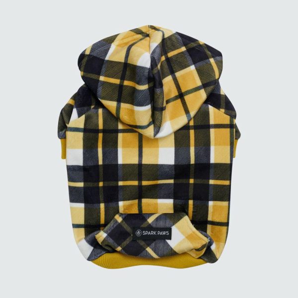 Yellow Plaid Dog Hoodie | Spark Paws Dog Hoodies Dog & Owner Matching Sets Dog & Owner Matching Sets