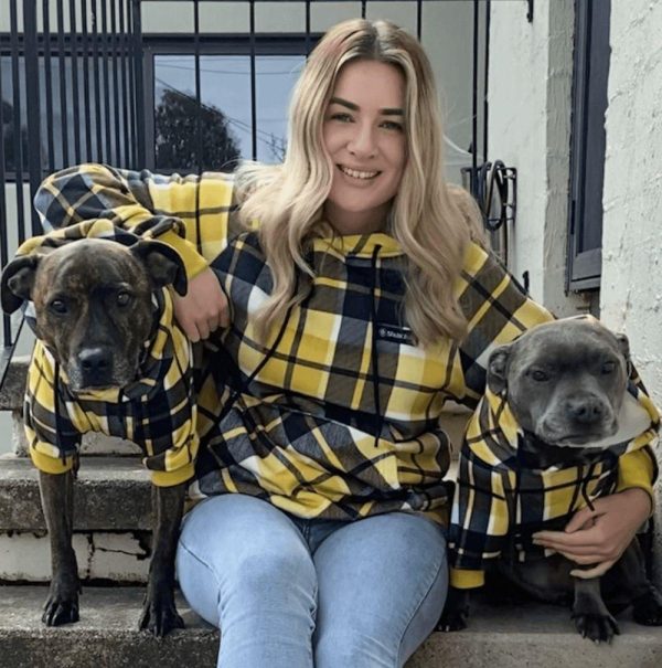 Yellow Plaid Dog Hoodie | Spark Paws Dog Hoodies Dog & Owner Matching Sets Dog & Owner Matching Sets