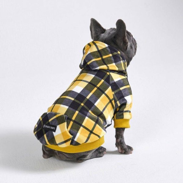 Yellow Plaid Dog Hoodie | Spark Paws Dog Hoodies Dog & Owner Matching Sets Dog & Owner Matching Sets