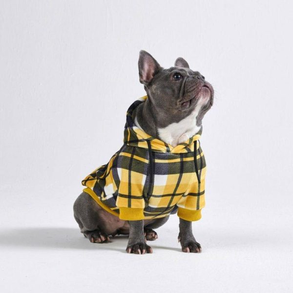 Yellow Plaid Dog Hoodie | Spark Paws Dog Hoodies Dog & Owner Matching Sets Dog & Owner Matching Sets