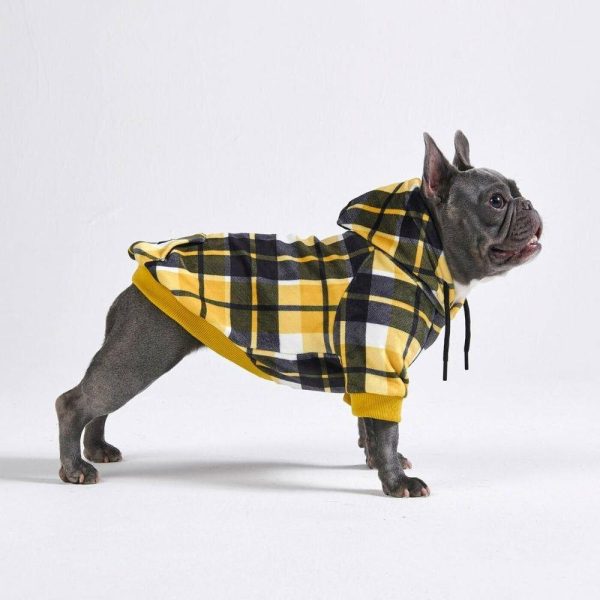 Yellow Plaid Dog Hoodie | Spark Paws Dog Hoodies Dog & Owner Matching Sets Dog & Owner Matching Sets