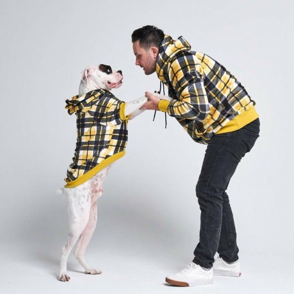 Yellow Plaid Human Hoodie | Spark Paws Dog and Owner Matching Sets Dog & Owner Matching Sets Dog & Owner Matching Sets